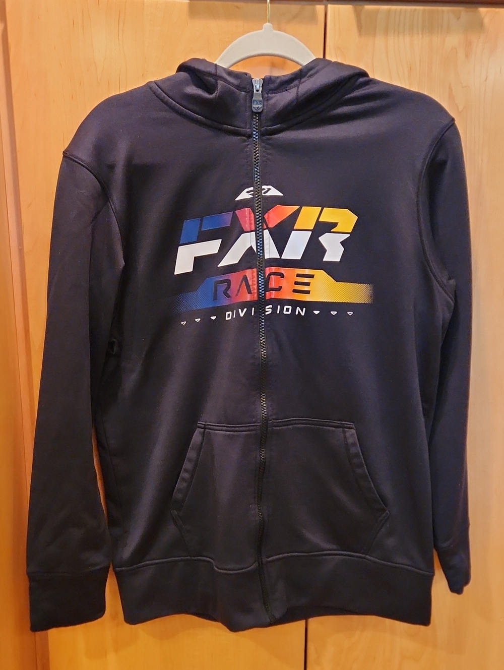 FXR Black Lightweight Zip Hoodie with Multicolor Race Logo